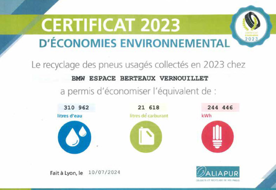 Certificat d'économie environnemental
